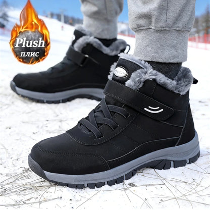 Snow Boots for Men Casual Winter Shoes Platform Non-slip Warm Fur Ankle Boots Plush Combat Outdoor Hiking Motorcycle Boots 2025