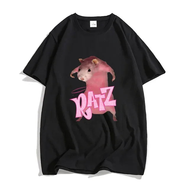 New Pattern Ratz Mouse Cartoon Printed Women Cool And Comfortable Loose Short Sleeved Harajuku Cartoon Printed T-shirt