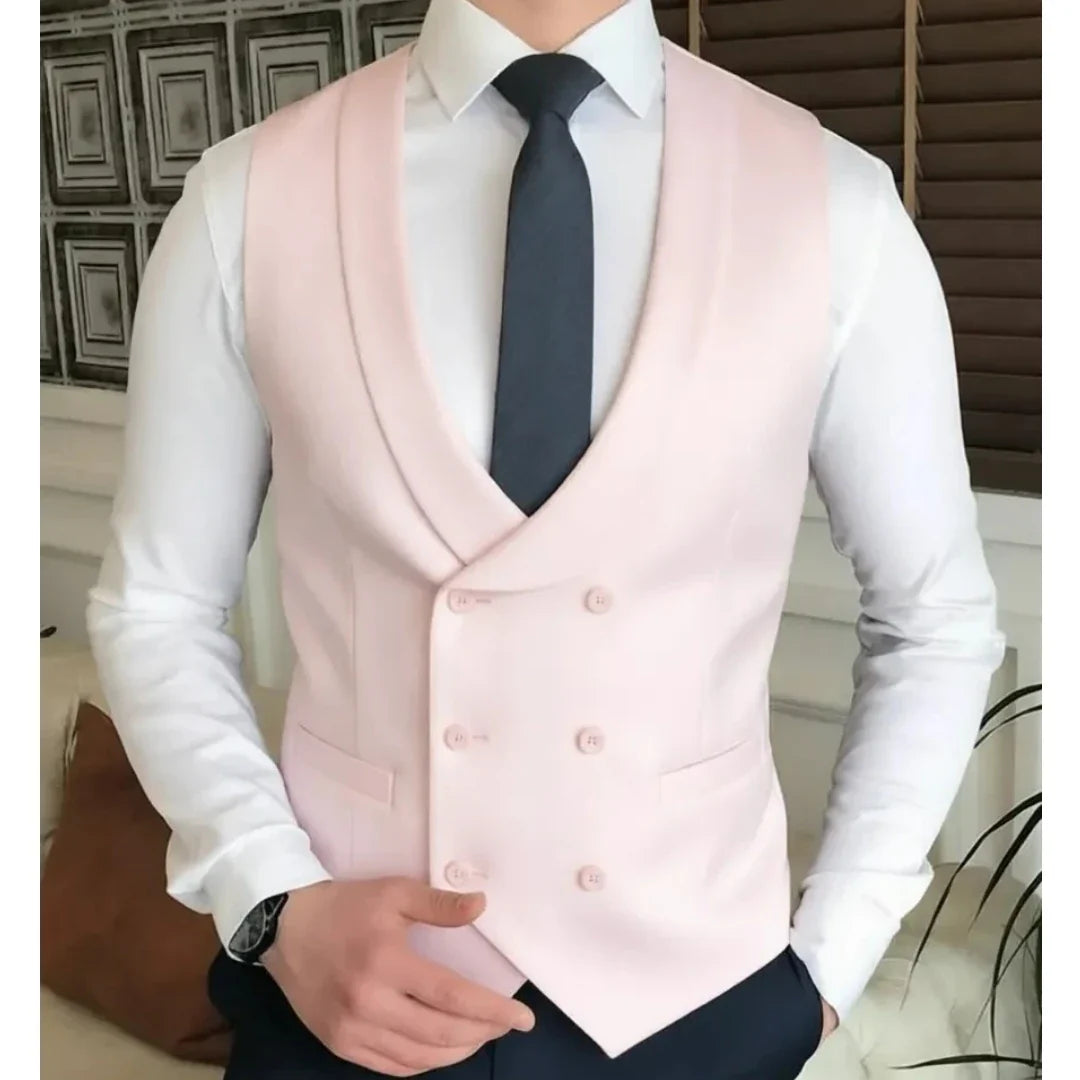 Men Vest Double Breasted With Lapel Solid Waistcoat For Wedding Banquet Business Party Work Office Casual Daily Men Suit Vest