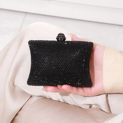 Diamond Crystal Handbag Evening Bag Cross-Border Wedding Ladies Party Shell Shape Polyester Handheld Bag with Lock Buckle