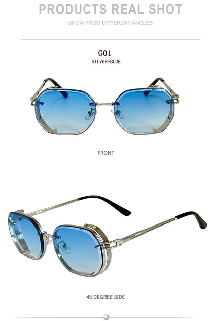 2024 Steampunk Sunglasses For Men Fashionable Square Punk Fashion Glasses Designer Sunglasses Women Trendy Gafas De Sol Hombre