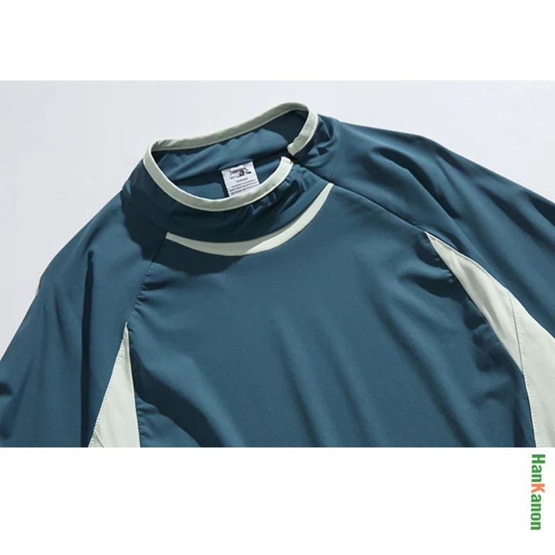 Spring New Arrival Techwear Color-Blocking Stand Collar Sweatshirt - American Designer Outdoor Sports Casual Loose Fit Top