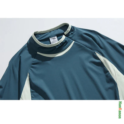 Spring New Arrival Techwear Color-Blocking Stand Collar Sweatshirt - American Designer Outdoor Sports Casual Loose Fit Top