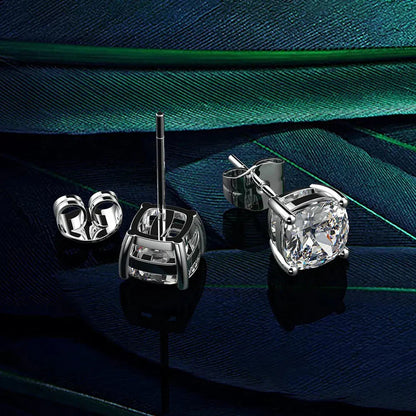 Certified Cushion Cut Moissanite Diamond Stud Earrings 0.5/1ct 925 Sterling Silver Plated 18k Gold Earring for Women Men
