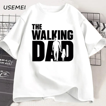 The Walking Dad Funny T-Shirt Funny Father and Daughter Matching Tee Shirt Cool Dad Graphic T Shirts Best Father's Day Clothes