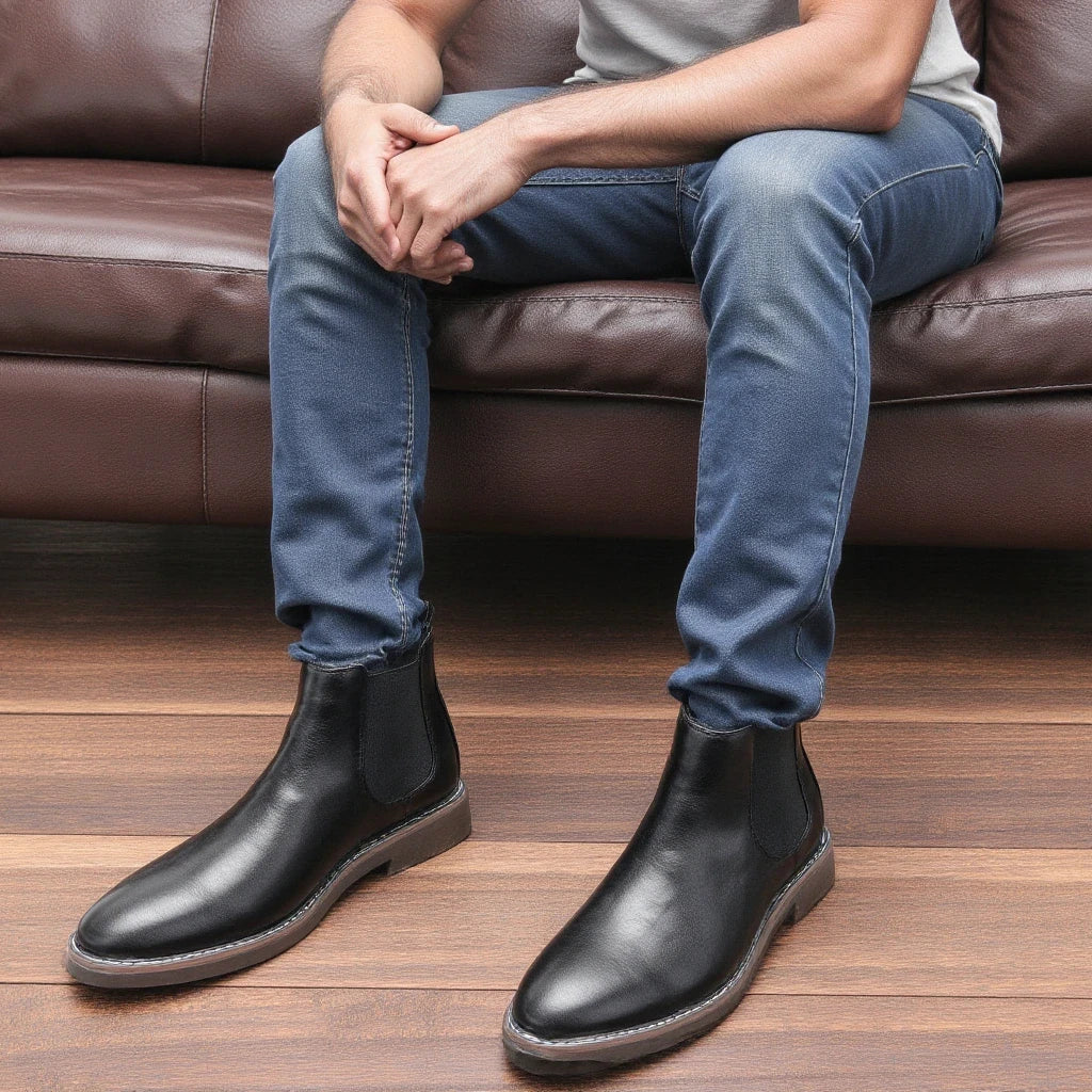 40~46 Chelsea Boots Men 2024 Brand Comfortable Fashion Leather Men Boots