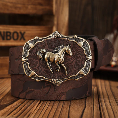 A PU Belt Suitable for Both Men and Women, Combining the Style of Western Denim and Retro, Is Perfect for Daily Casual Outings
