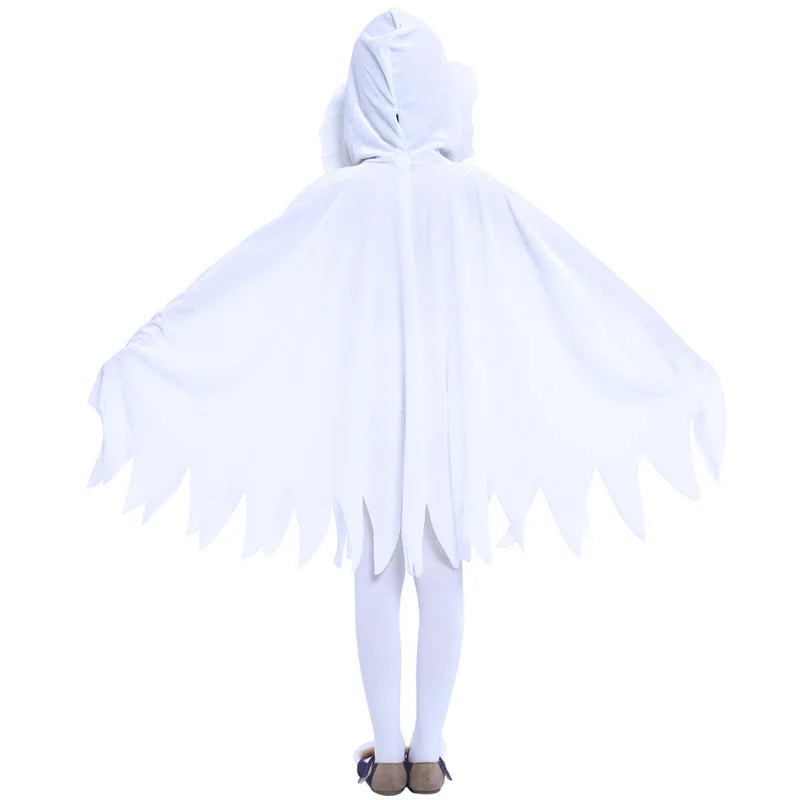 Child Boy Girl Cute White Ghost Demon Glow In The Dark Cape Cosplay Costume Kids Fancy Dress Performance Halloween Theme Party