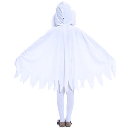 Child Boy Girl Cute White Ghost Demon Glow In The Dark Cape Cosplay Costume Kids Fancy Dress Performance Halloween Theme Party