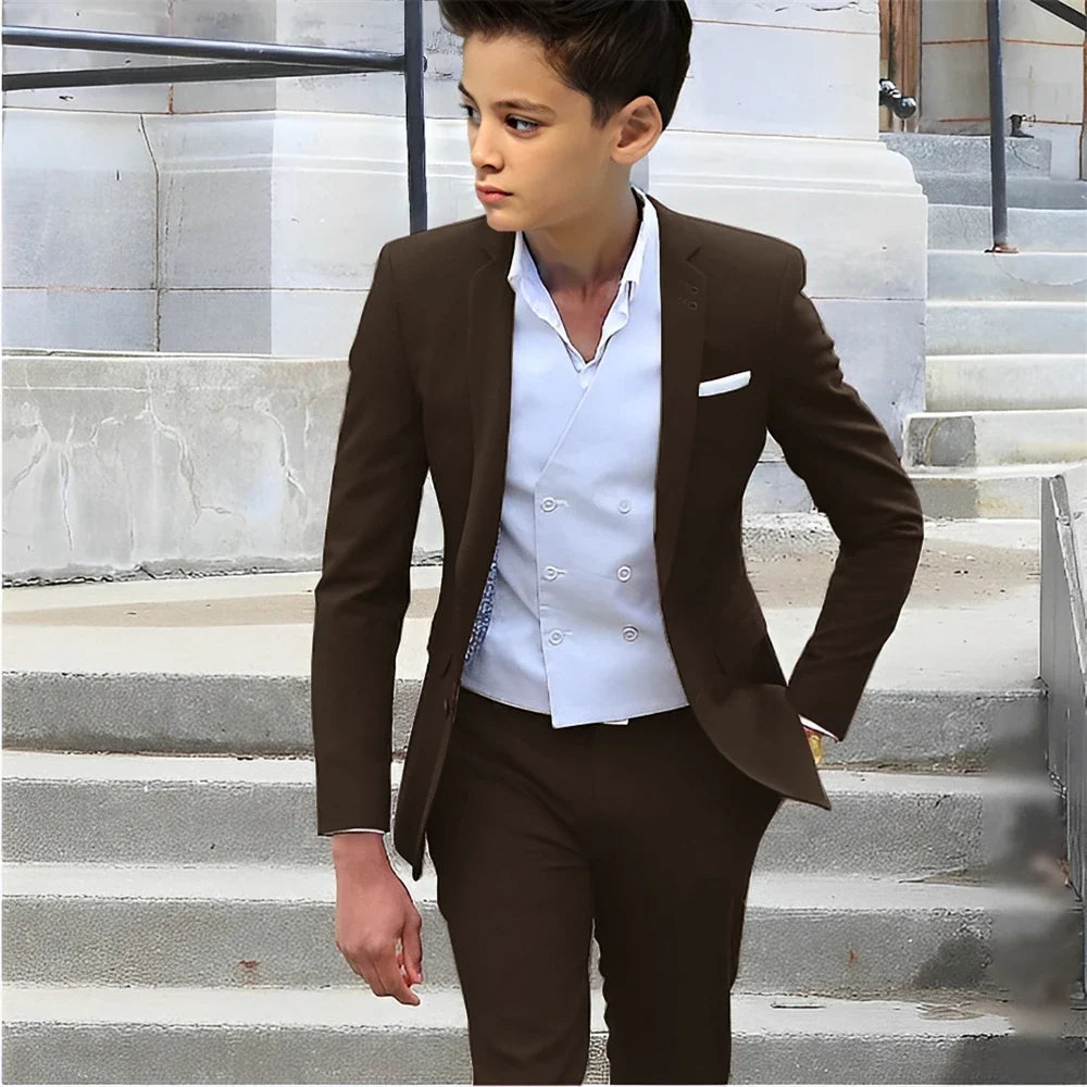 Formal Boys Slim Fit Suits 2 Pieces Birthday Party Tuxedo,Smart Handsome Kids Suit Set Wedding Guest Outfit Plus Size 2-20T