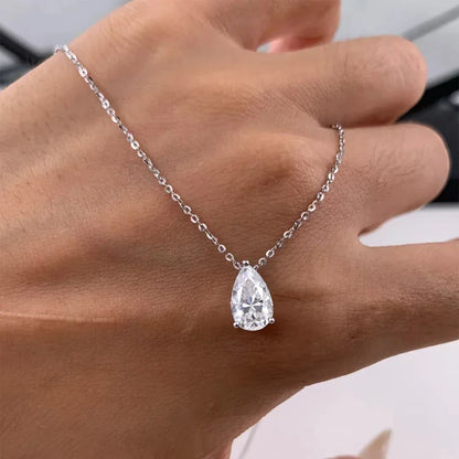 1-4CT Pear Cut D Color Moissanite Pendant Necklace for Women S925 Silver Plated 18k Gold Waterdrop Shape Necklaces Jewelry Gift