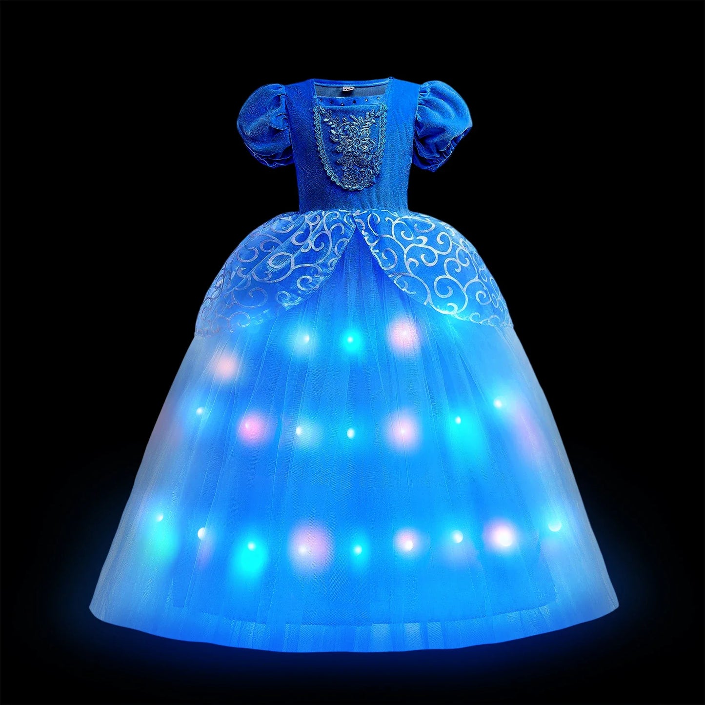 2025 Evening Party Girls LED Lights Elsa Anna Kids Princess Dress Coslplay Halloween Luminous Prom Gowns