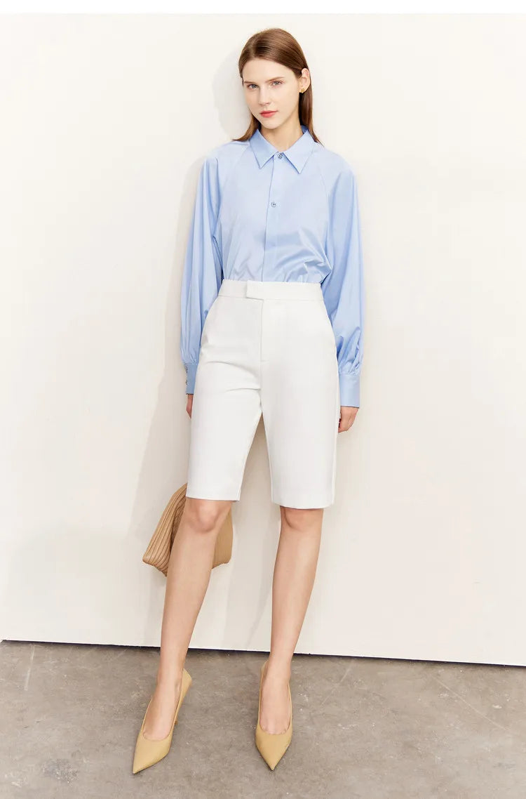 Minimalism Shirt Women 2025 French Puff Sleeve Business Shirts Female Blouse Urban Style Elegant Fashion Top 12241003