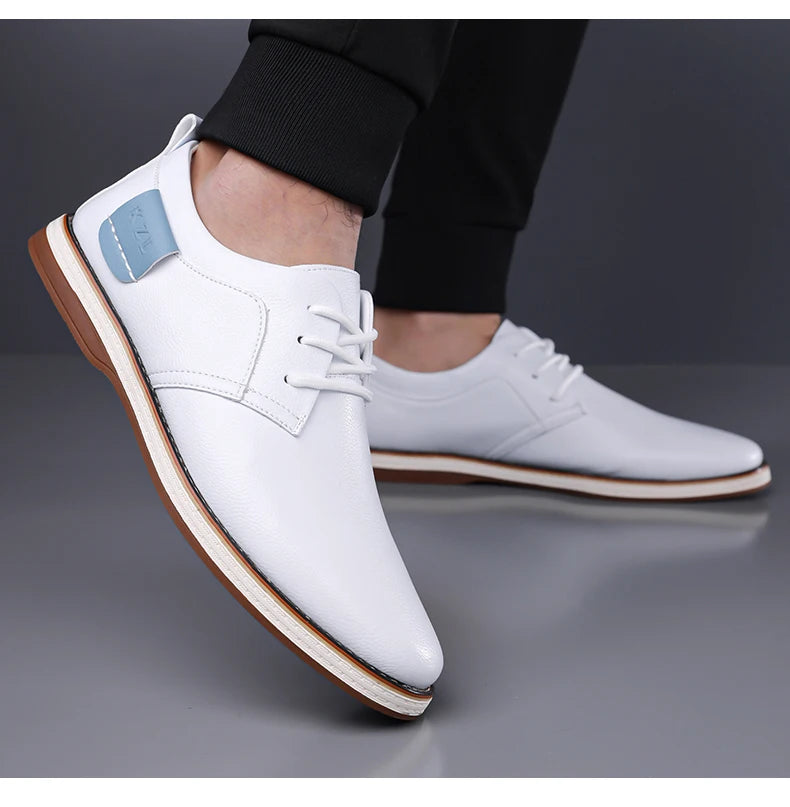 Men's Casual Business Leather Shoes Men Fashion Lace-up Derby Shoe Mens Light Comfortable Outdoor Driving Flats