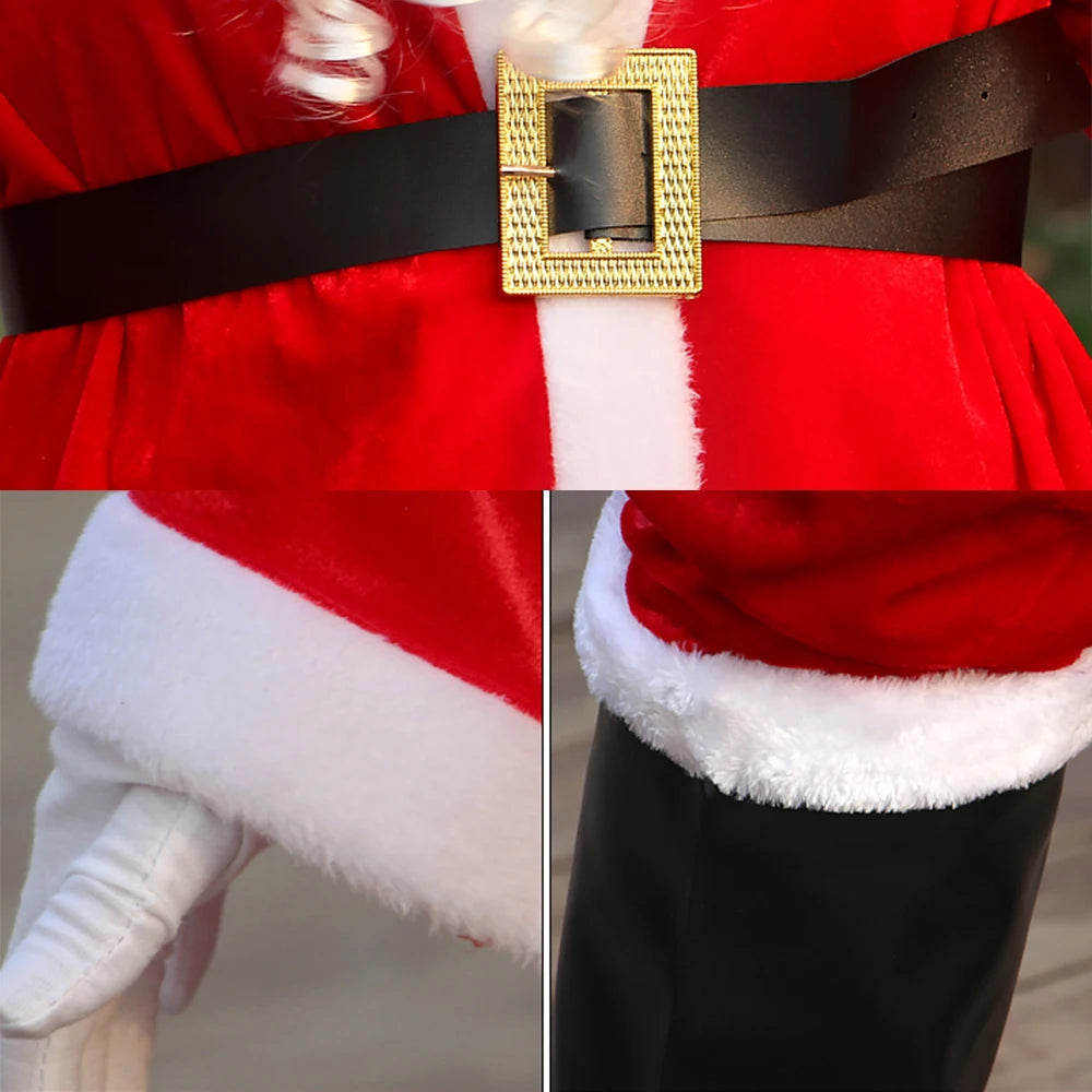 High Quality Christmas Santa Claus Clothes New Year Eve Christmas Cosplay Costume Suit For Adults Family Party Dress Up