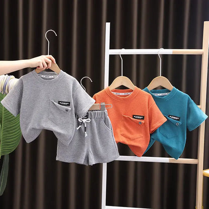 Summer Baby Boy 2pcs Clothes Set Short Sleeve T-shirt And Pants Sport Infant Clothing Kids Children Suit Top Bottoms Outfit