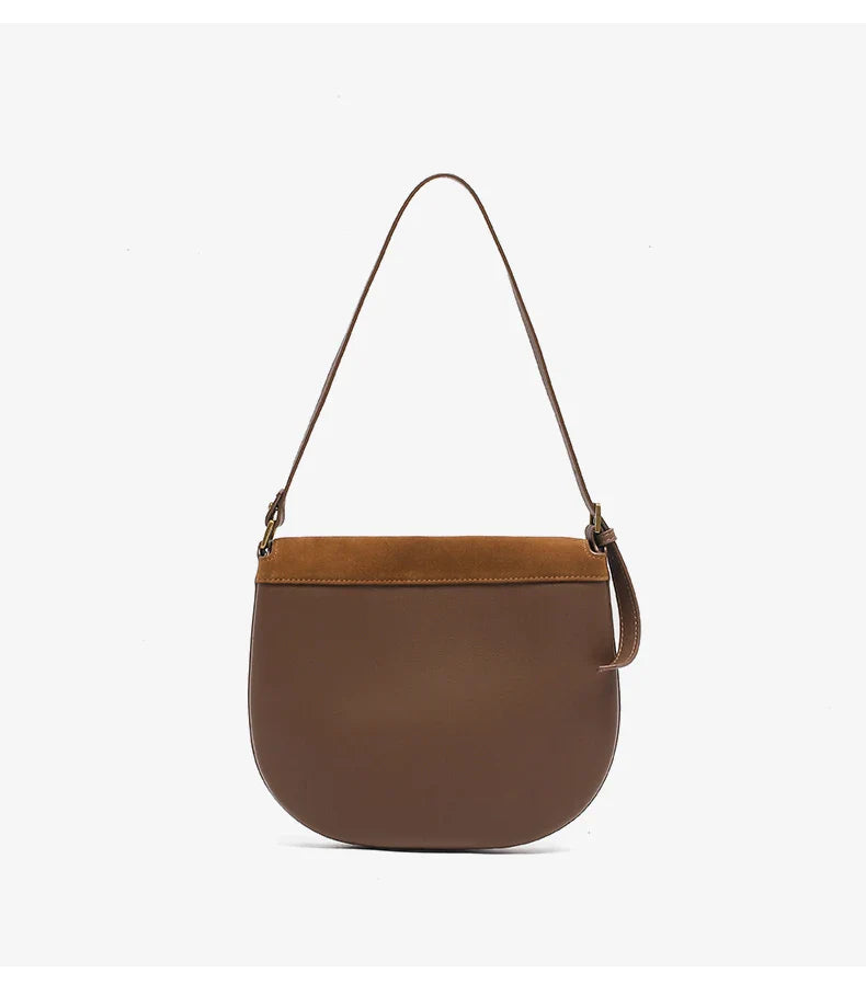 Autumn Winter women's Natural suede leather Crossbody Shell Bag Fashionable Shoulder Handbag Lady Luxury Designer saddle Bag