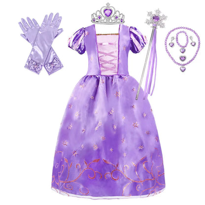 2026 Princess Party Costume Play Fancy Dress Girl Animation Movie Tangled Fairy Tale Halloween Apparel Purim Festival Frocks