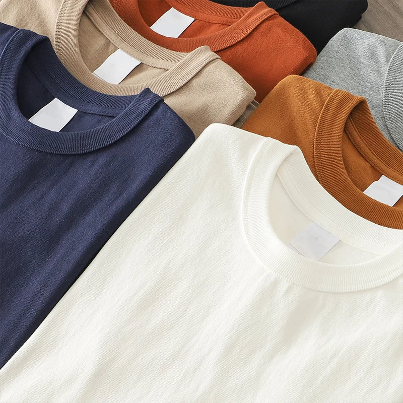 11.2 Oz Heavyweight Autumn Long Sleeved T Shirt for Men 100%Cotton Plain Shirt O-Neck White Tops Oversized Men's Clothing