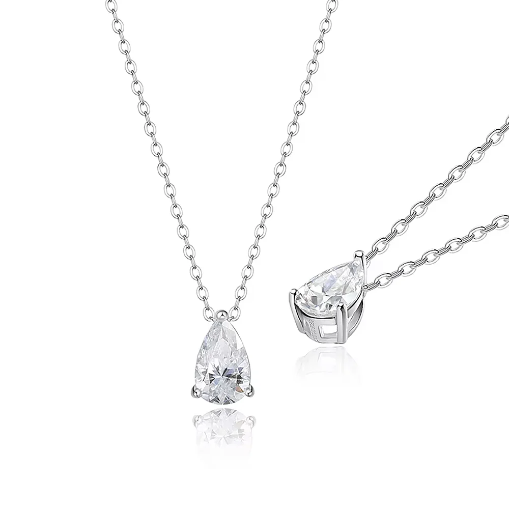 Certificate 1/2/3/4carat Teardrop Moissanite Pendant Necklace S925 Silver Pear Cut Solitaire Diamond Neck Chain for Women