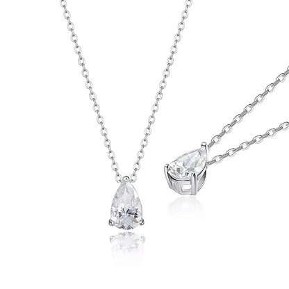 Certificate 1/2/3/4carat Teardrop Moissanite Pendant Necklace S925 Silver Pear Cut Solitaire Diamond Neck Chain for Women