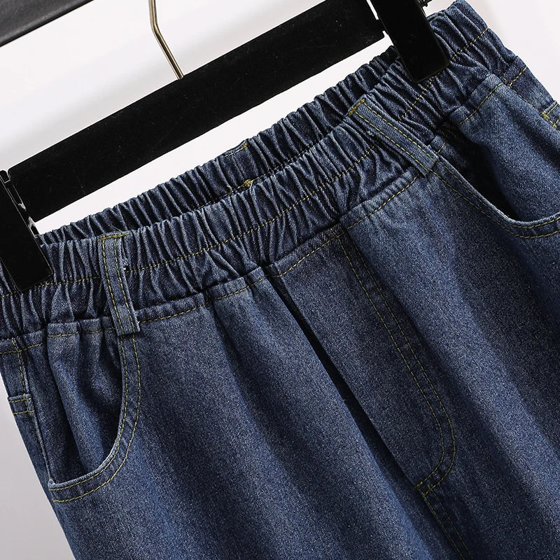 2026 Plus Size Jeans Spring Autumn High Waisted Straight Leg Women's Oversized Pants Loose Casual Wide Leg Jeans With Pockets
