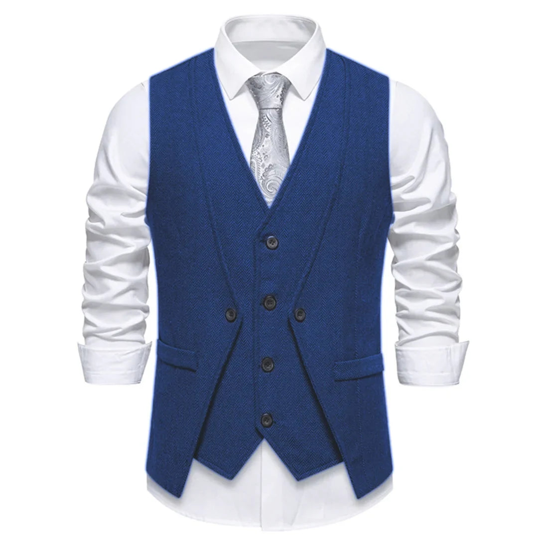 Men Vest Brown Herringbone Single Button V Neck Waistcoat For Wedding Banquet Office Business Work Casual Daily Men Suit Vest