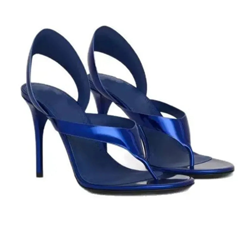 Summer New Women's Stiletto Sandals Concise Female Flipflop High-heeled Sandals Slingback Runway Ladies Shoes Large Sizes 34-46