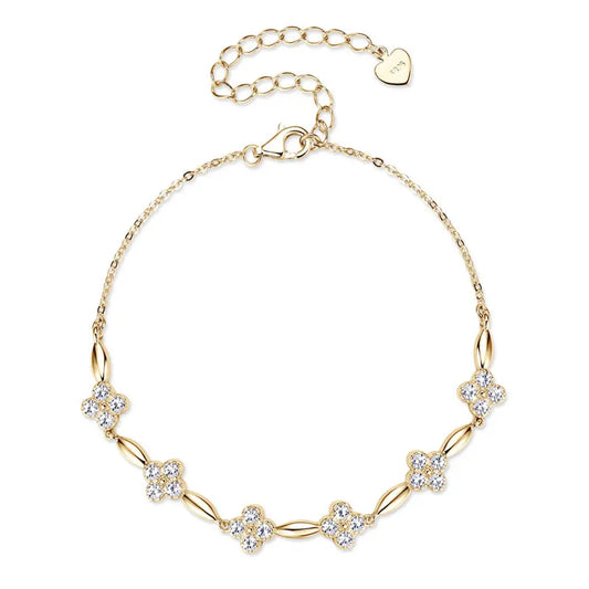 Bracelets Trèfle à Quatre Feuilles en Moissanite Certifiée pour Femmes, Chaînes de Bracelets en Argent Sterling S925, Cadeaux de Bijoux de Mariage