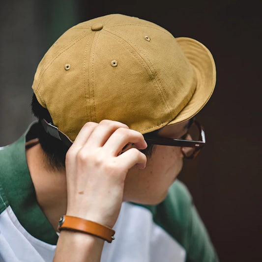 Retro Peaked Cap for Men Designer Beret Streeetwear Short Brim Flip Hat Casual Newsboy Hats Jeans Blue Khaki Amekaji Wear