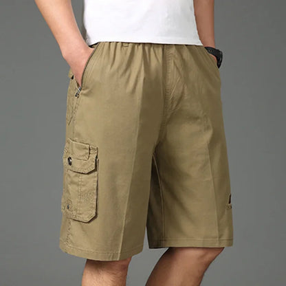 2024 Shorts Men Bermuda Cotton Pocket Zip Cargo Shorts Fashion Style Elastic Army Male Summer Casual Knee Length Vintage Yellow