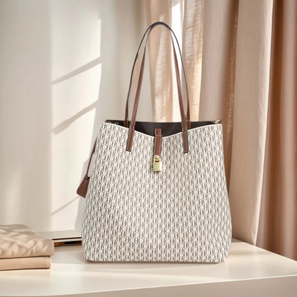 Women's Large Capacity Commuter Essential Shoulder Bag Multi functional Design Printed with Brand Pattern 2026 New Bucket Bag