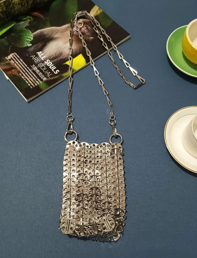 Designer Aesthetic Bags Women's Bag Handbag Hand Woven Metal Chain Tote Bag Clutch Luxury Trend Travel Holiday Shoulder Bag
