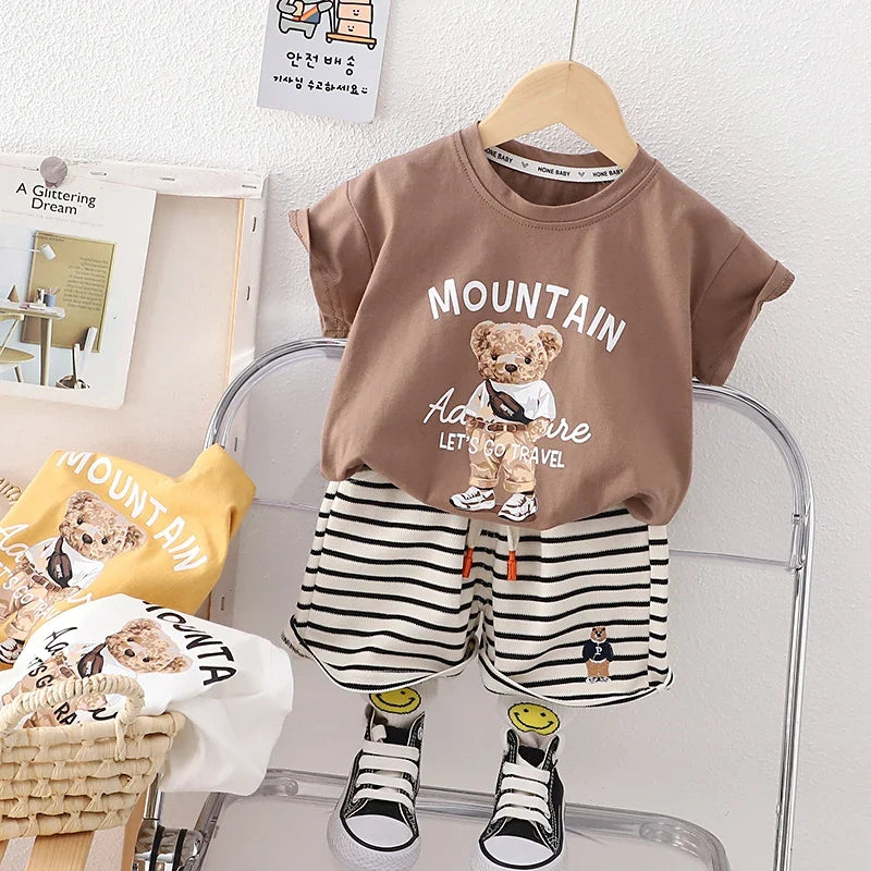 Summer Korean Version Baby Boy Clothing Sets Fashion Baby Girls Top+Shorts Clothes Suits Handsome