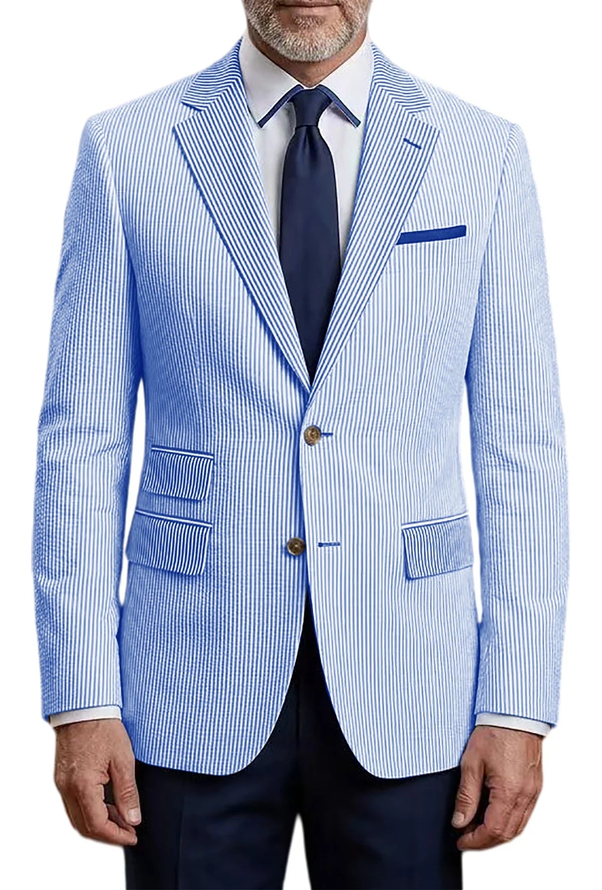 Men's Striped Seersucker Blazer Slim Fit Casual Suit Jacket Formal Business Coat Breathable Spring Summer Streetwear Outerwear