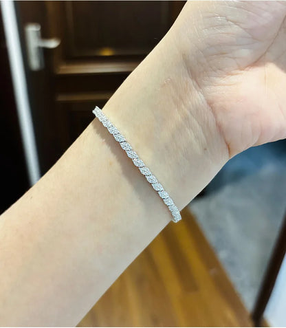Double Row Full 2.5/3mm Round Cut Moissanite Tennis Bracelet D Color Lab Diamond 925 Silver Women Man Link Bracelets Gift