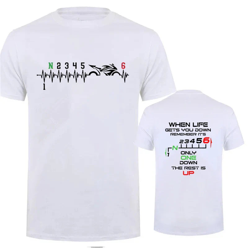 Motorcycle Gear Biker Heartbeat Print Men T-Shirts Summer Men's T Shirt Clothing Oversized Men Tshirt Graphic T Shirt