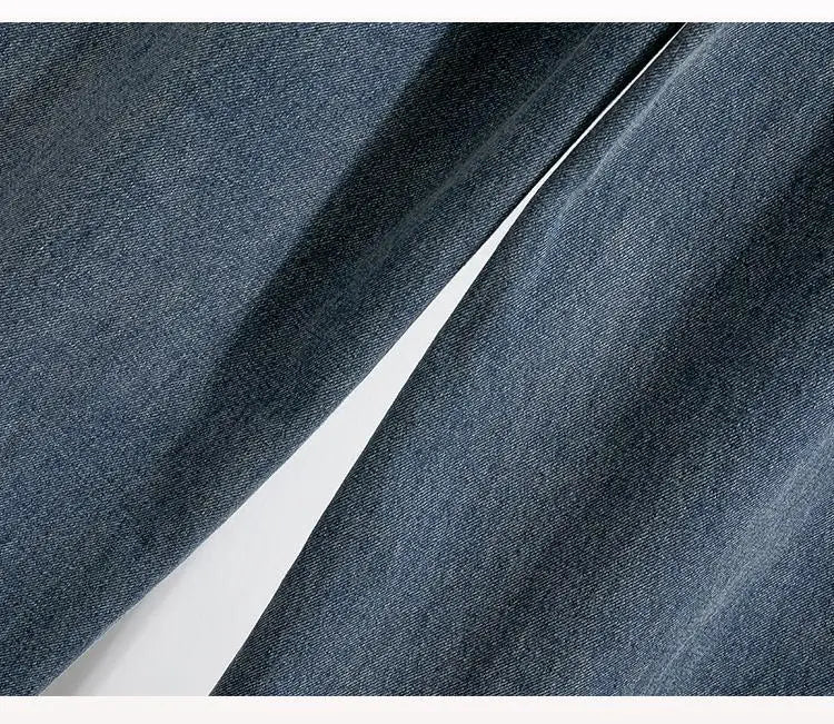 High Waist Wide Leg Cotton Denim Dstring Loose Fit Women's Autumn 2024 Slimming Effect Pure Cotton Casual Trousers