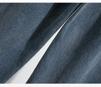 High Waist Wide Leg Cotton Denim Dstring Loose Fit Women's Autumn 2024 Slimming Effect Pure Cotton Casual Trousers
