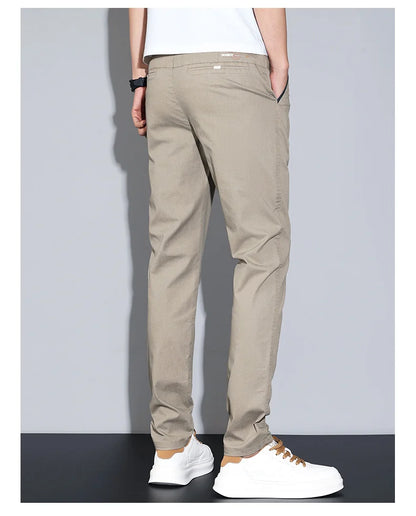 Cotton Thin Men's Business Casual Pants Summer Straight Slim Fit Fashion Stretch Solid Trousers Korean Men's Pants Size 28-38