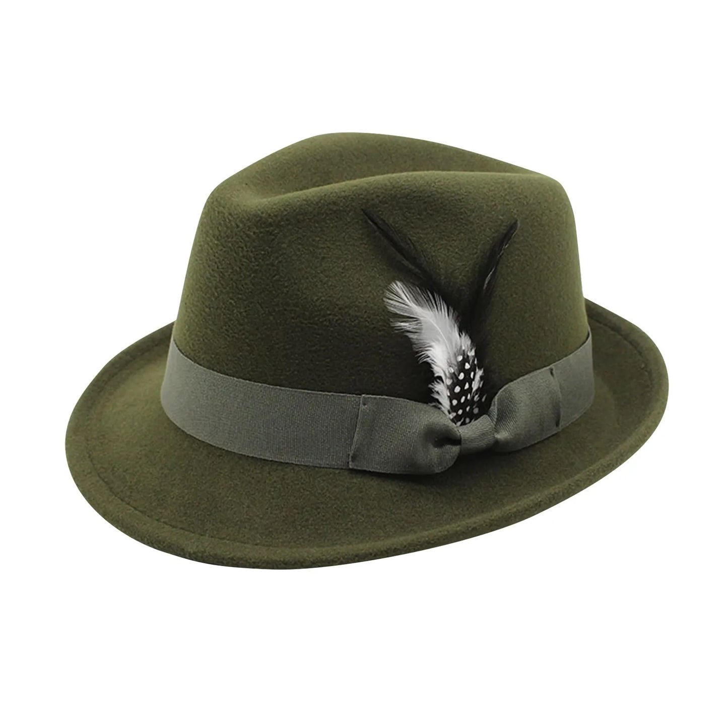 Vintage Fedora Hat Women Men Top Hat, Feather Felts Hat, Men's Jazz Hat European And American Gentleman Soft Woolen Hat