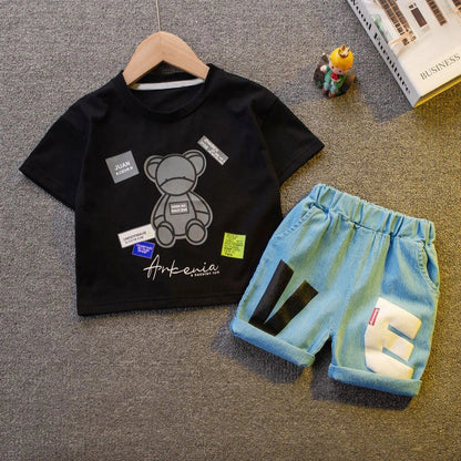 Cotton Fashion Baby Boys Clothing Sets Korean Version Little Kids Short Sleeves Clothes Suits Summer
