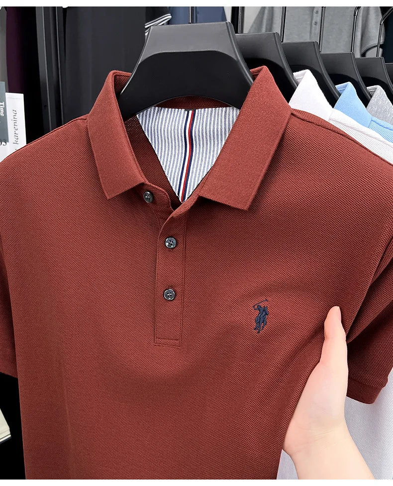 High end brand 100% cotton short sleeve polo shirt men luxur pony embroidery comfort breathable fashion T-shirt summer new top