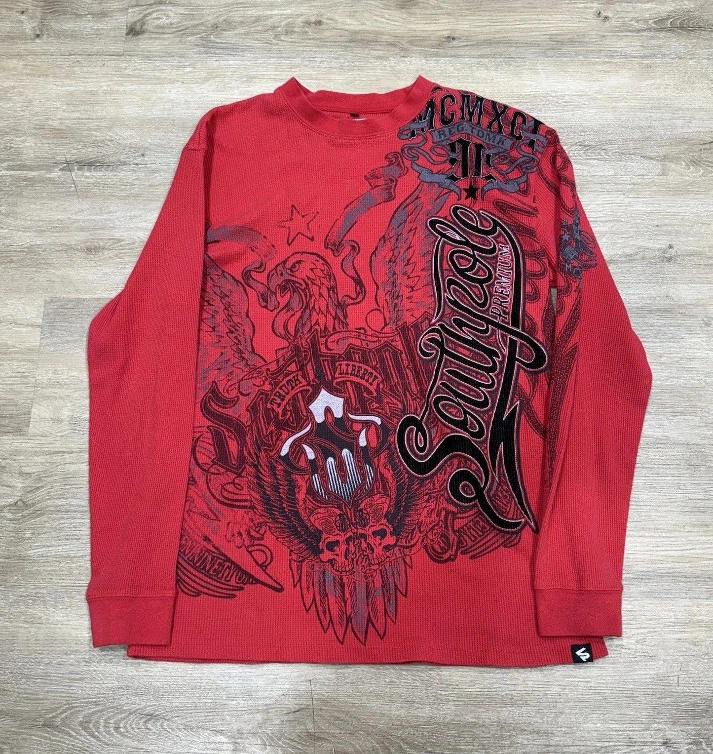 Y2K Nematode Phantom Thread Printing Long Sleeve T Shirt Loose and Heavy Style Old Washed Gothic Retro Street Fashion Top