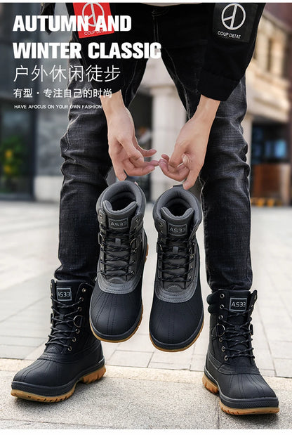 Plus Size 47 Outdoor Men Boots Winter Snow Boots for Men Training Work Boots Waterproof Slip-Resistant Keep Warm Winter Shoes