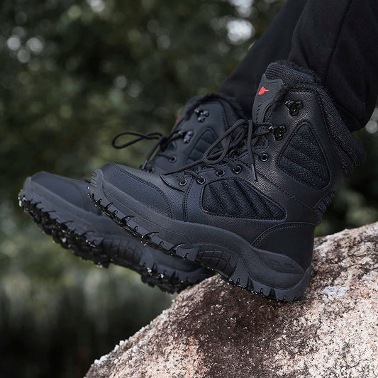 Men's Winter Snow Boots Warm and Non Slip Hiking Shoes New Men's Outdoor Hiking and Fishing Sports Shoes with Fleece Men's Boots