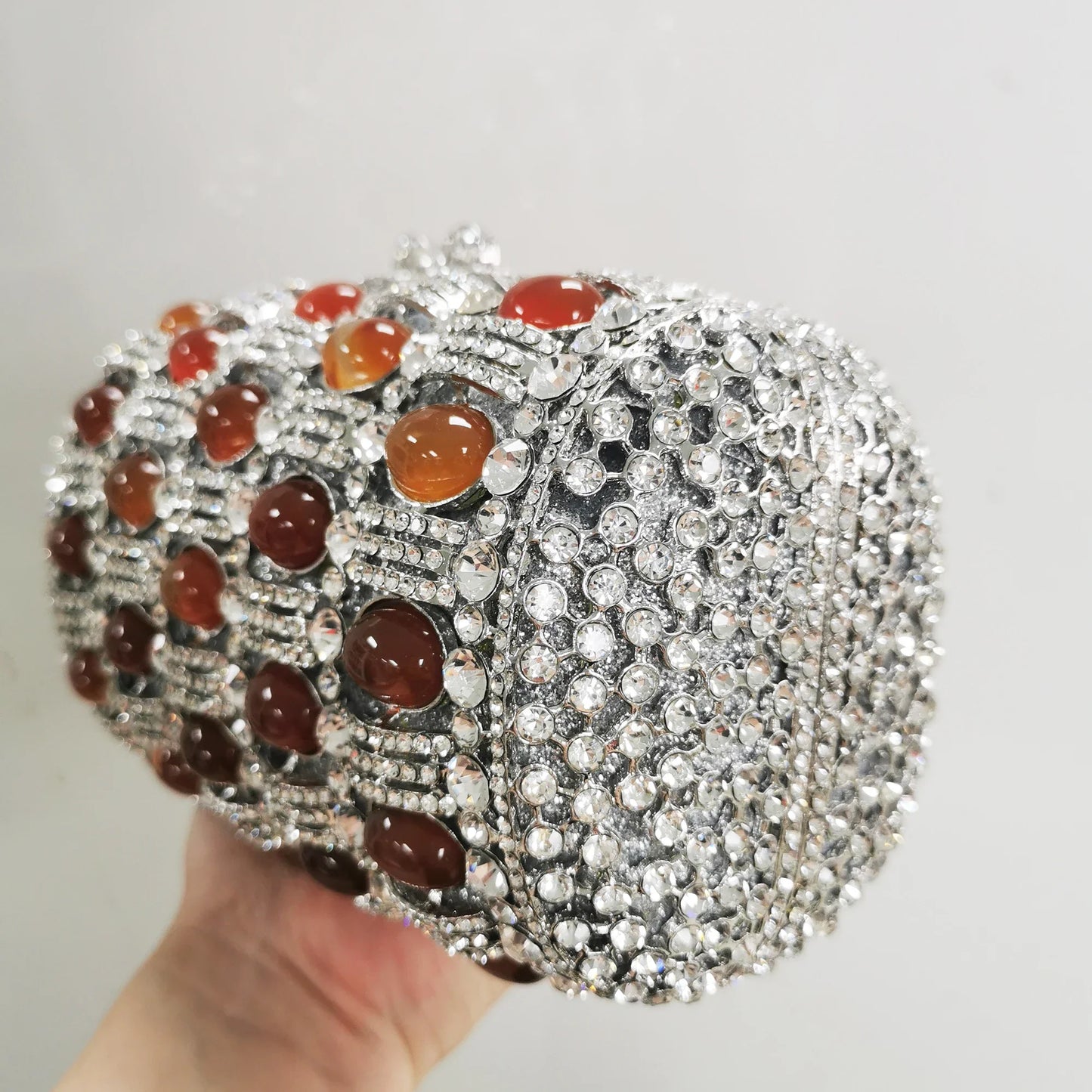 Golden Crystal Women Evening Bags Big Stones Clutch Bag Wedding Bridal Metal Minaudiere Handbags and Purses Ladies Party Clutch