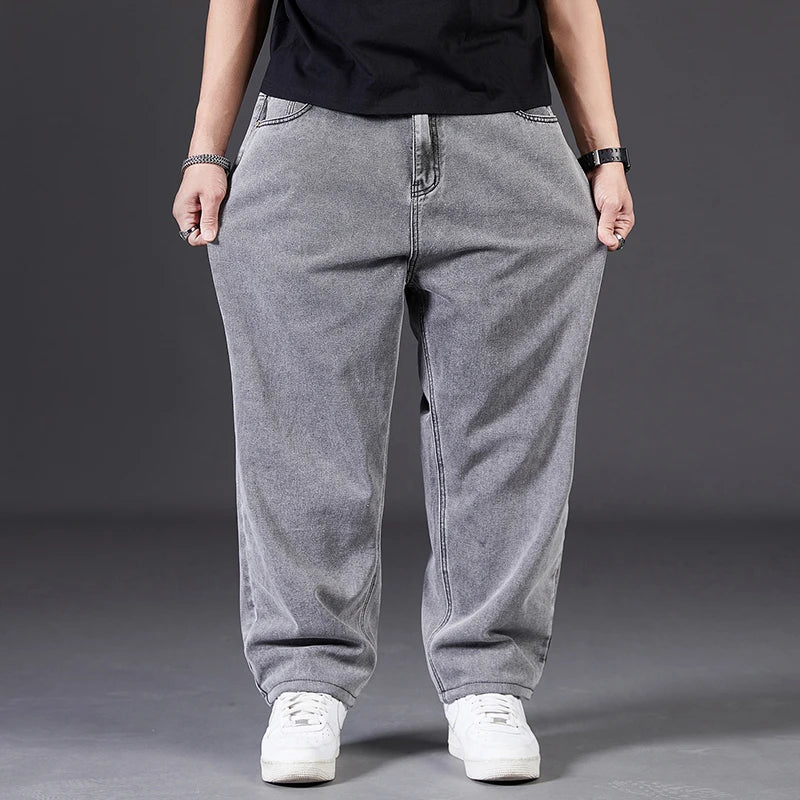 Big Size Jeans Men Good Quality Large Size Jumbo Long Loose Pants Plus Size Loose Jeans Men Wearable Seasons Denim Baggy Jean