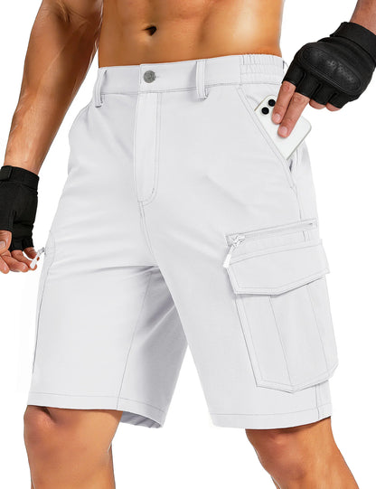 UPF 50+ Hiking Cargo Shorts with 7 Pockets Men 9" Quick Dry Lightweight Nylon Shorts Outdoor Work Shorts Fishing Casual