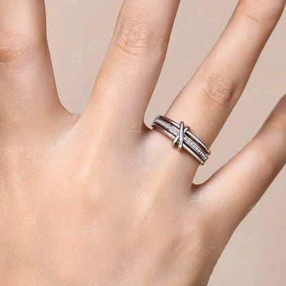 2025 New Moissanite Ring DVVS1 Diamond S925 Sterling Silver 3 Ring Connect Design Engagement Jewelry for Women Men Gift